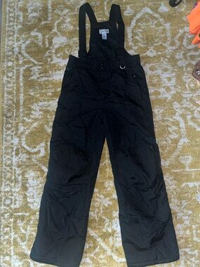 Youth Black Insulated Slalom  Snow Bib Ski Pants with Adjustable Straps
